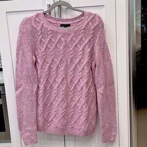 TOMMY HILFIGER Women’s Pink Heathered Cable Knit Sweater Sz M